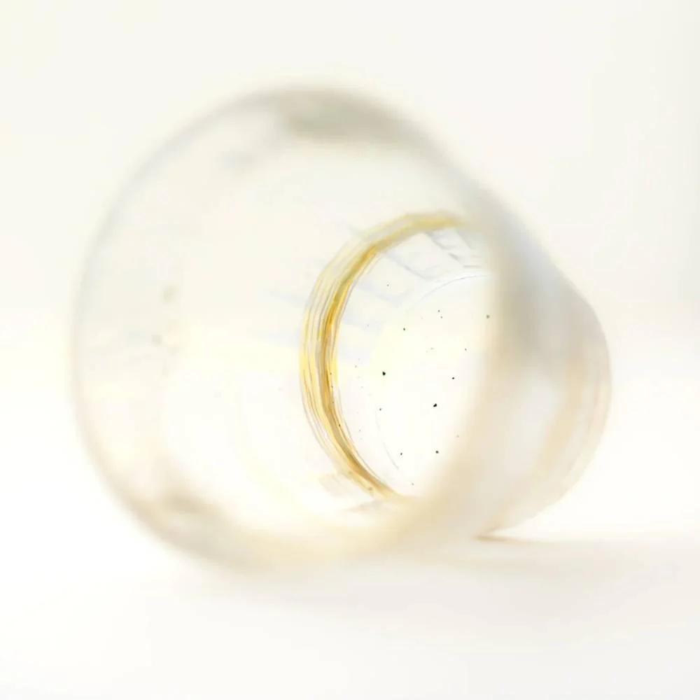 Aderia Handmade Drinking Rocks Glass Swirling Yellow Pattern 300ml - Image 2
