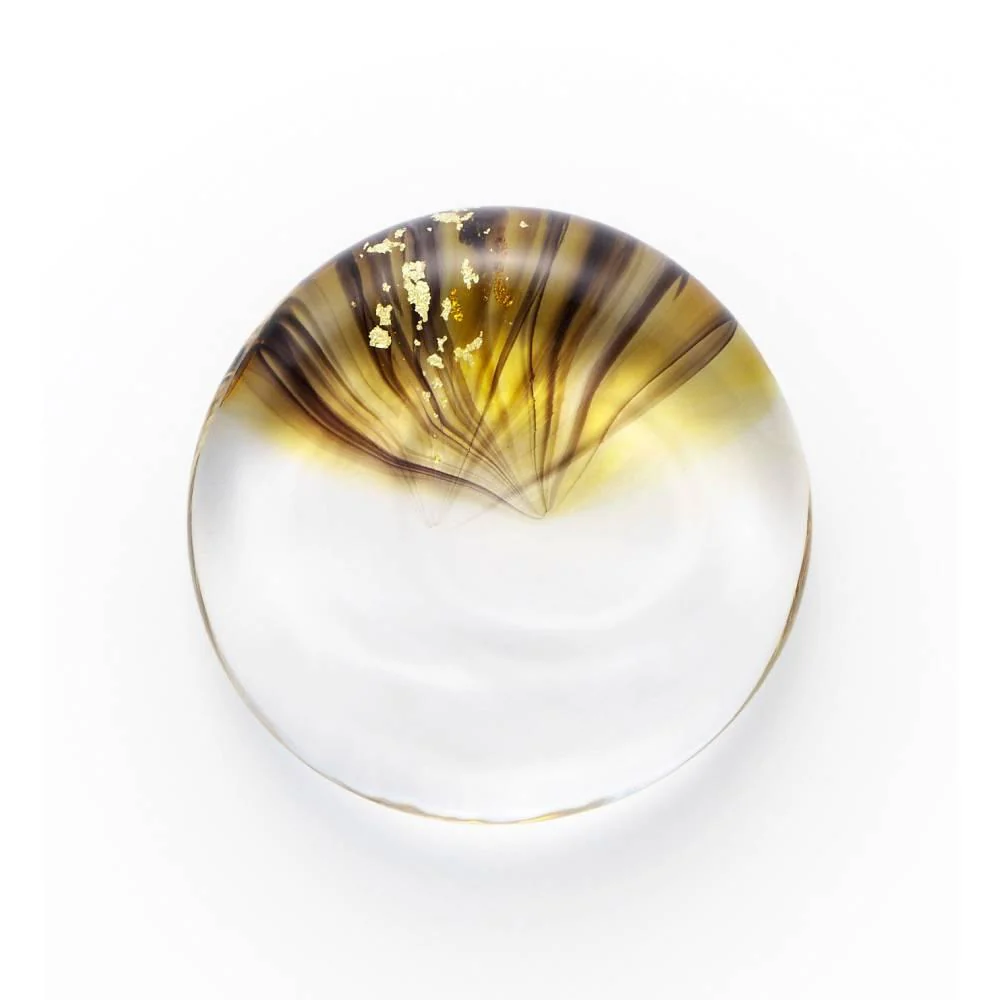 Aderia Handmade Glass Chopsticks Rest Gold Amber Glass Design