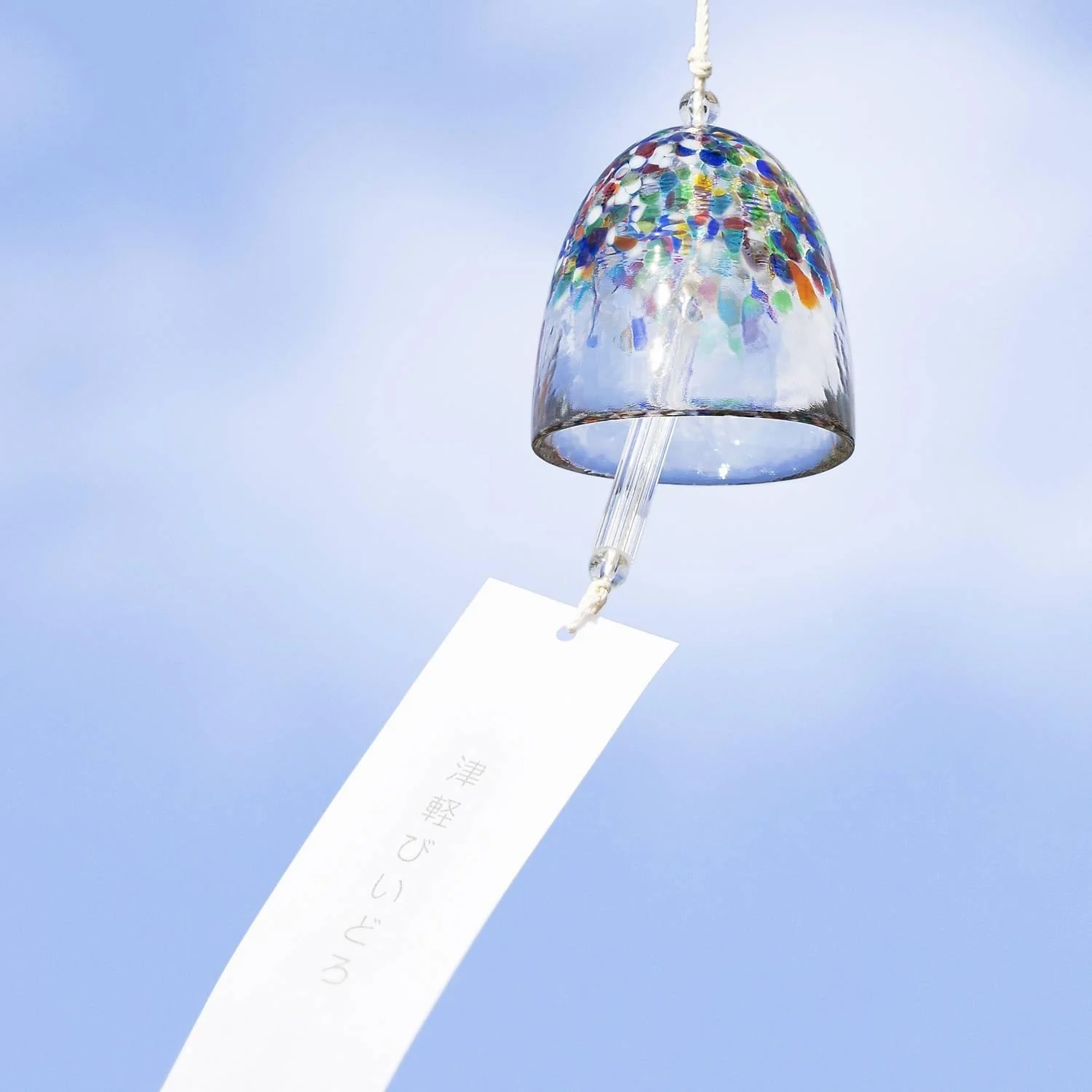 Aderia Handmade Glass Furin Wind Chime Vibrant Colorful Pattern - Image 2