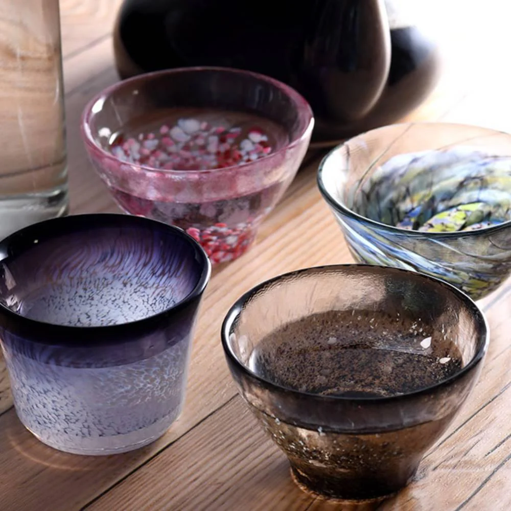 Aderia Handmade Sake Cup Shot Glass Rustic Metallic Pattern 85ml - Image 4
