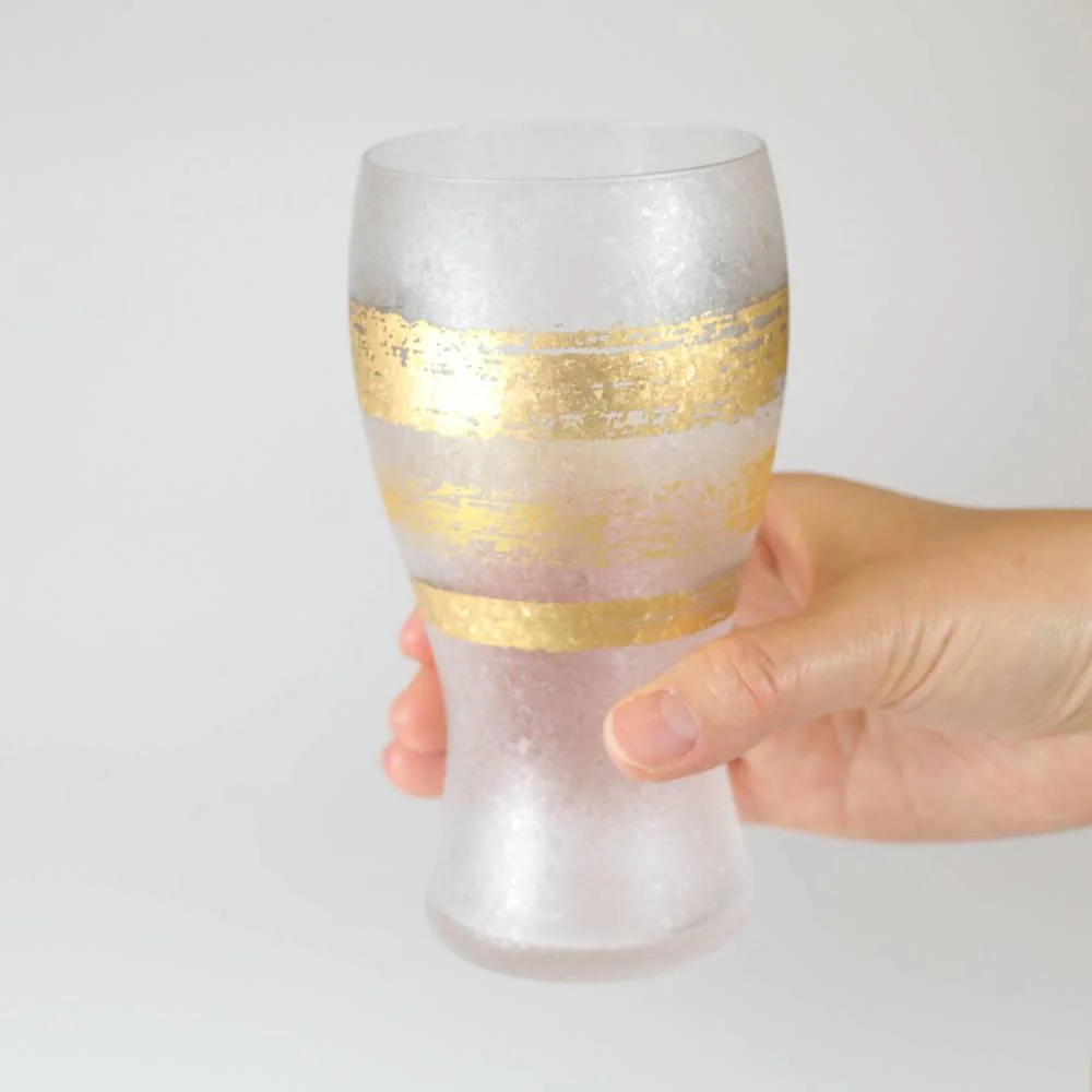 Aderia Premium Gold Pattern Frosted Beer Glass 380ml - Image 3
