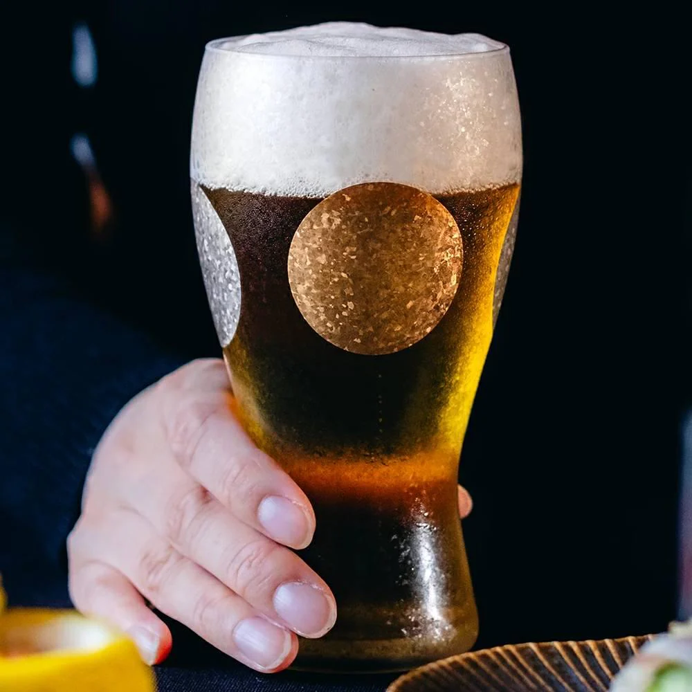 Aderia Premium Gold Sun & Silver Moon Frosted Beer Glass 380ml - Image 3