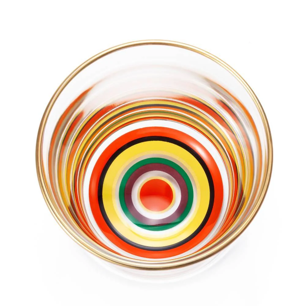 Aderia Stylish Short Glass Modern Red & Yellow Pattern 280ml - Image 3
