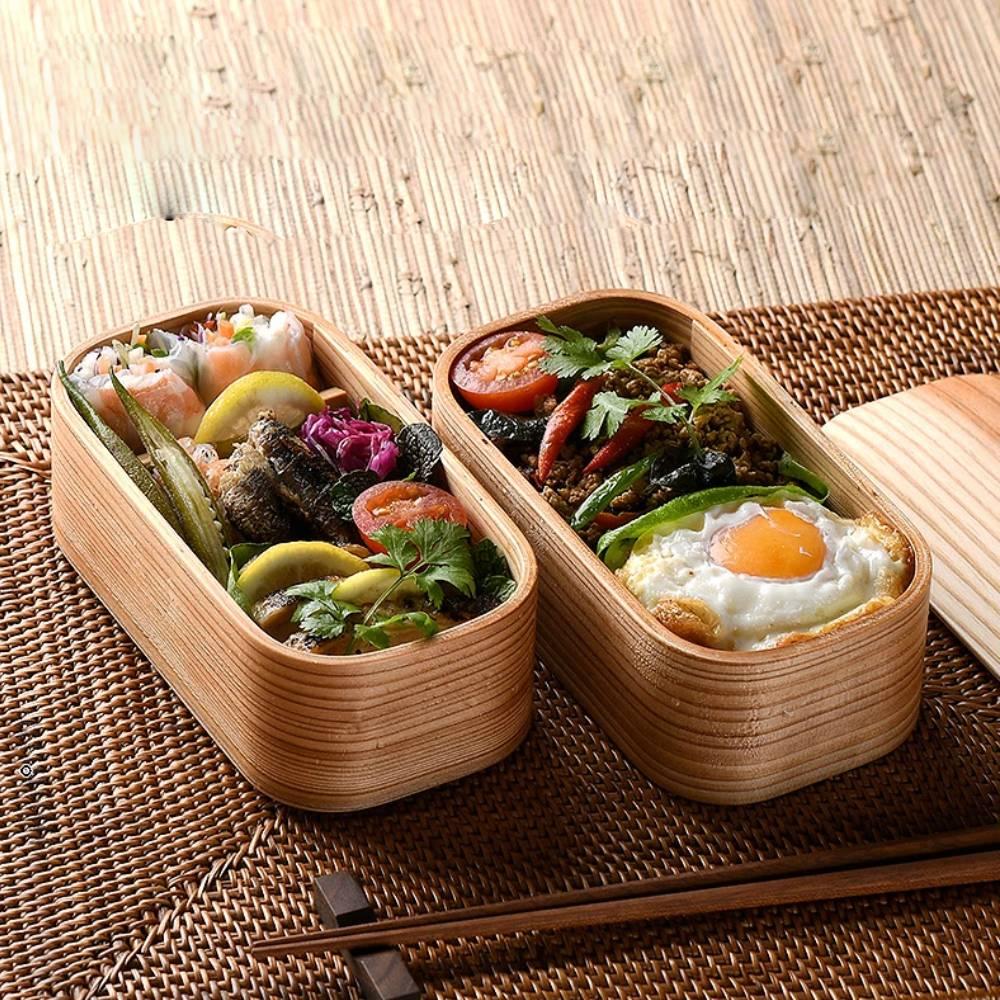 Akita Cedar Lunch Box Handmade Two-Tier Bento Box 930ml - Image 2