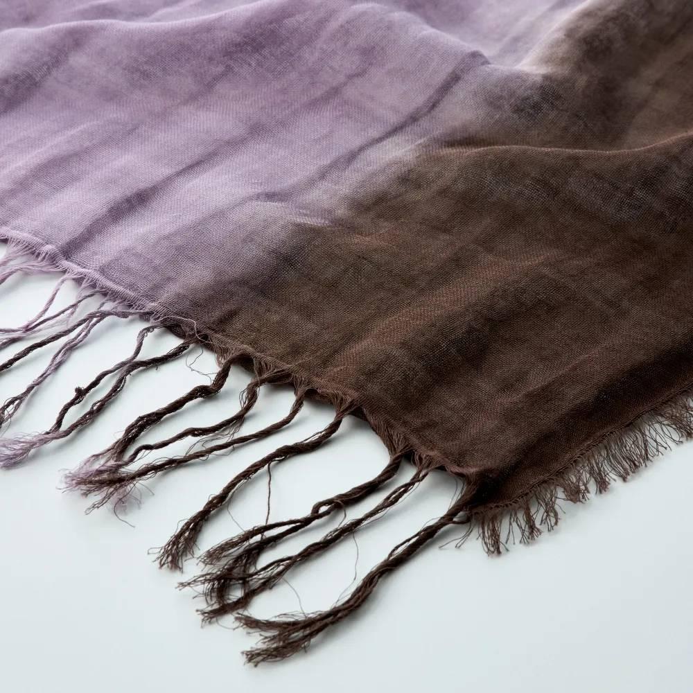 Amami Oshima Naturally Mud Dyed Cotton Scarf Brown & Purple - Image 3