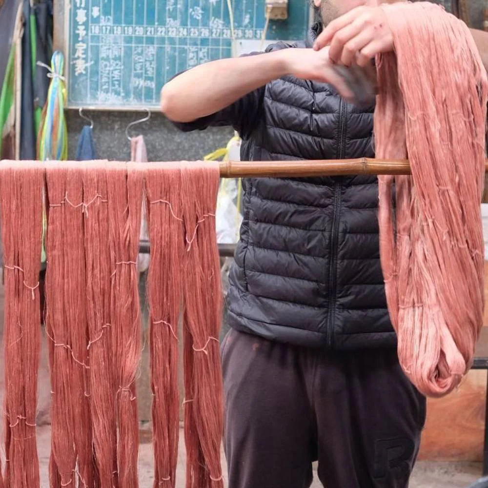 Amami Oshima Naturally Mud-Dyed Cotton Scarf Brown & Tan - Image 4