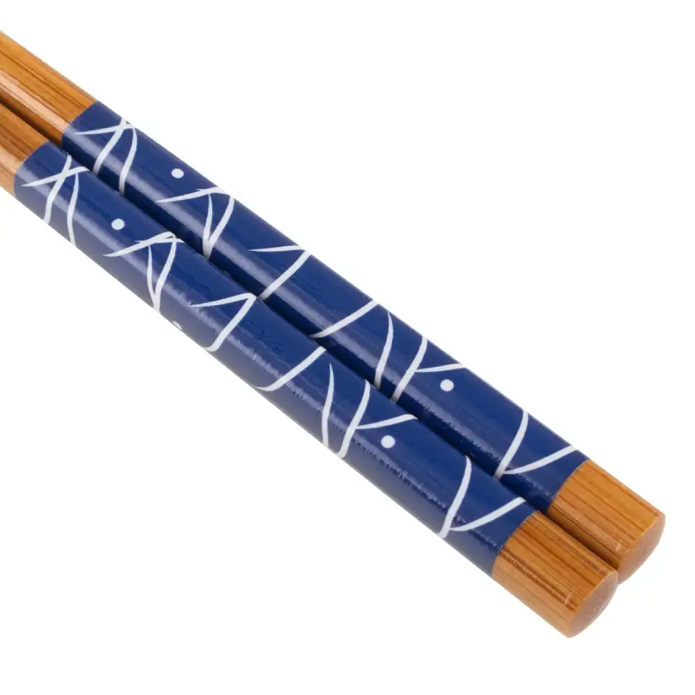 Aoba Bamboo Chopsticks Sea Patterns Blue & White 22.5cm (5 Pairs) - Image 3