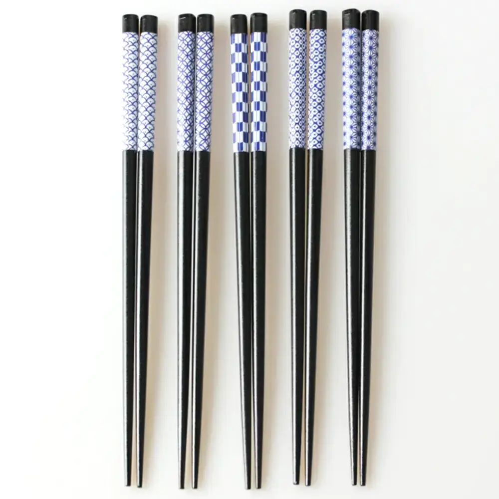 Aoba Chopsticks Traditional Japanese Patterns Indigo 22.5cm (5 Pairs)