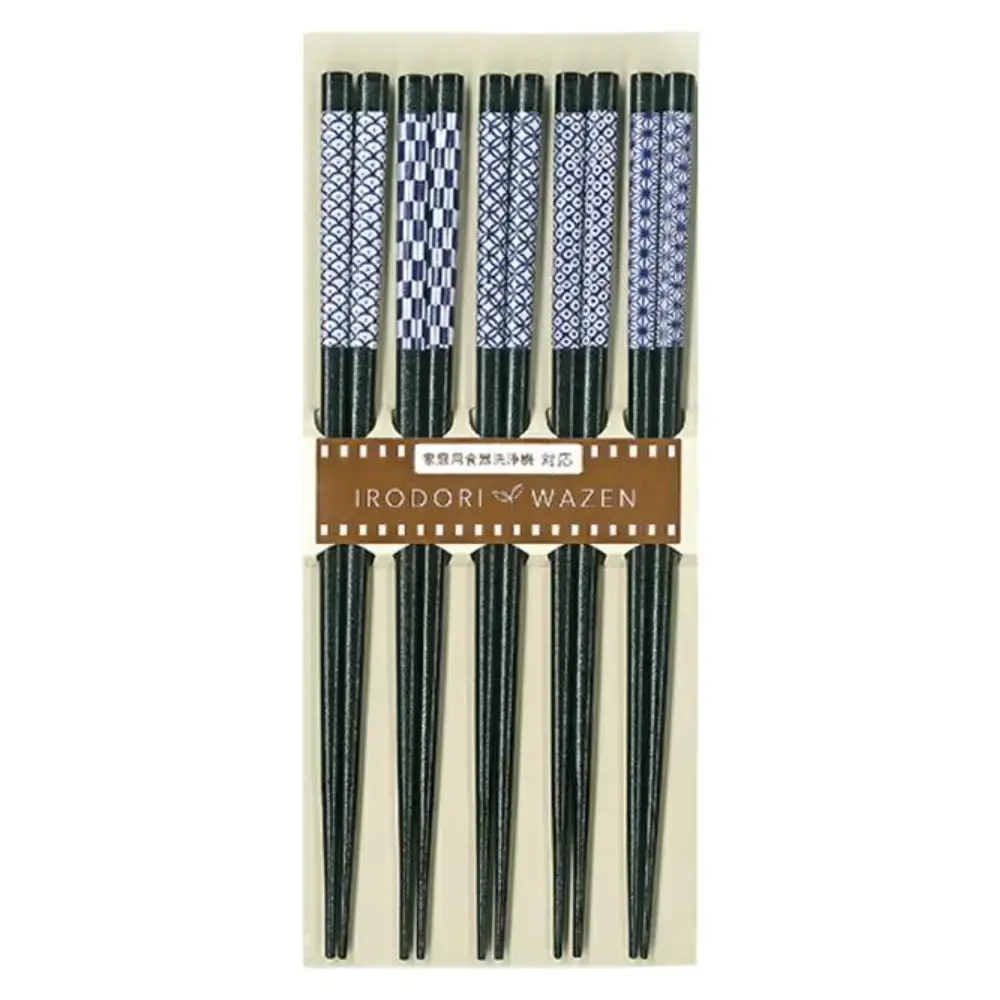 Aoba Chopsticks Traditional Japanese Patterns Indigo 22.5cm (5 Pairs) - Image 5