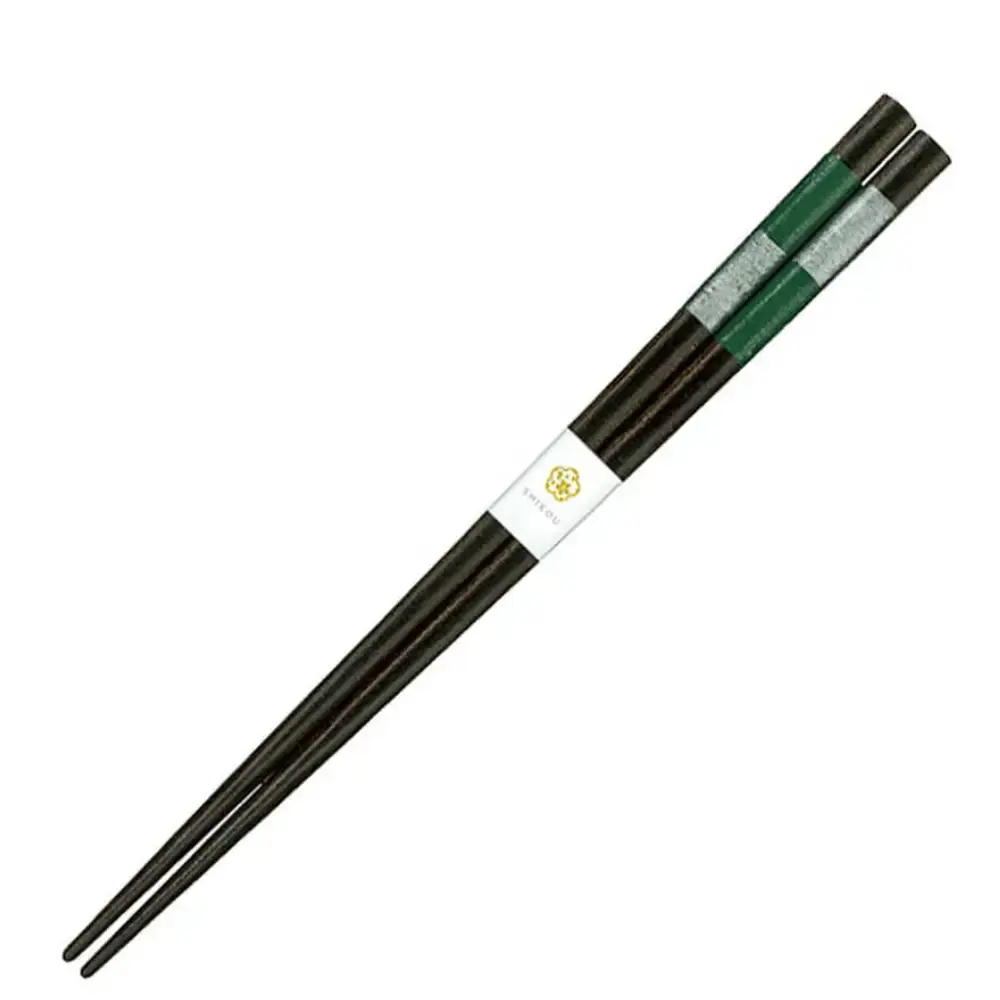 Aoba Dishwasher Safe Chopsticks Checkered Green Glitter Design 23cm - Image 2