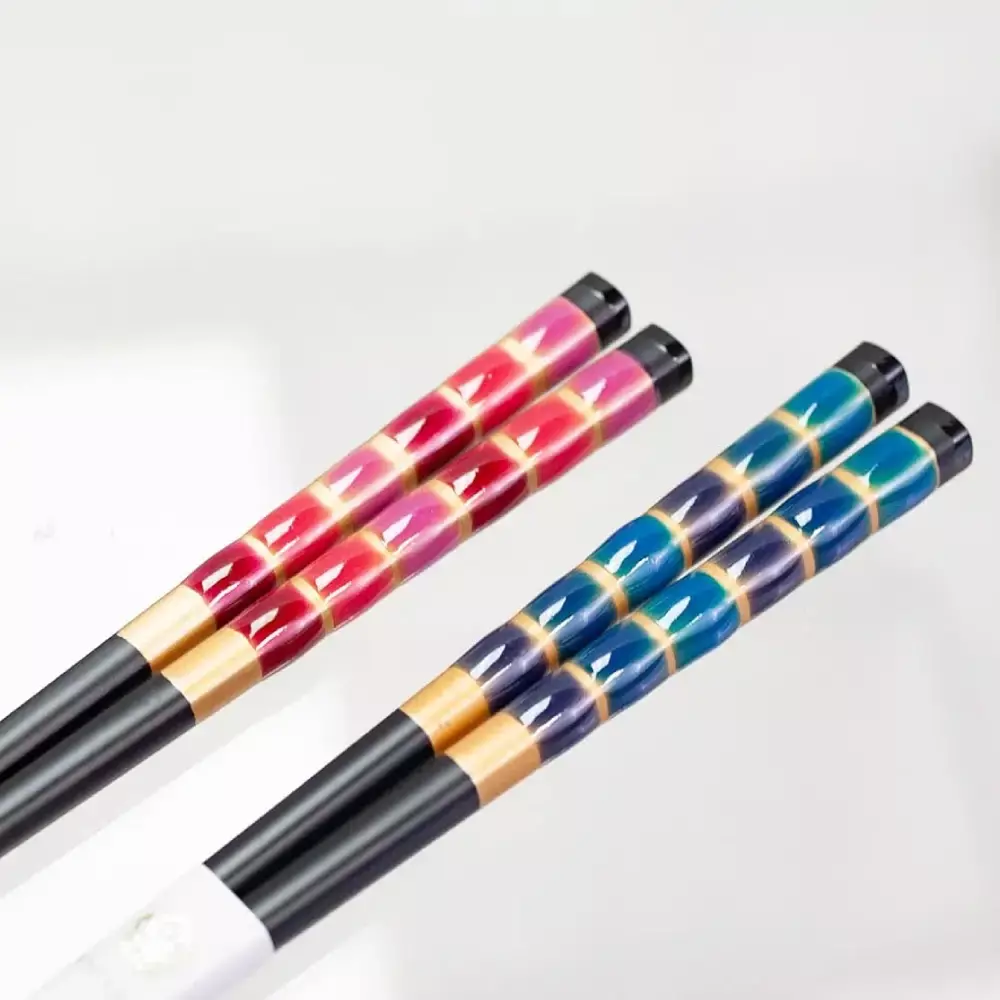 Aoba Glass Bead Design Chopsticks With Rests Blue & Red Gift Box - Image 4