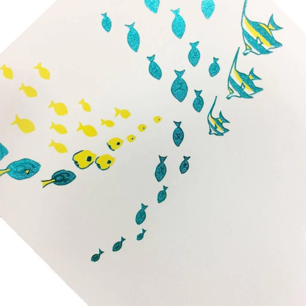 August Seasonal Foil Stamped Postcard Summer Fish Design - Image 2
