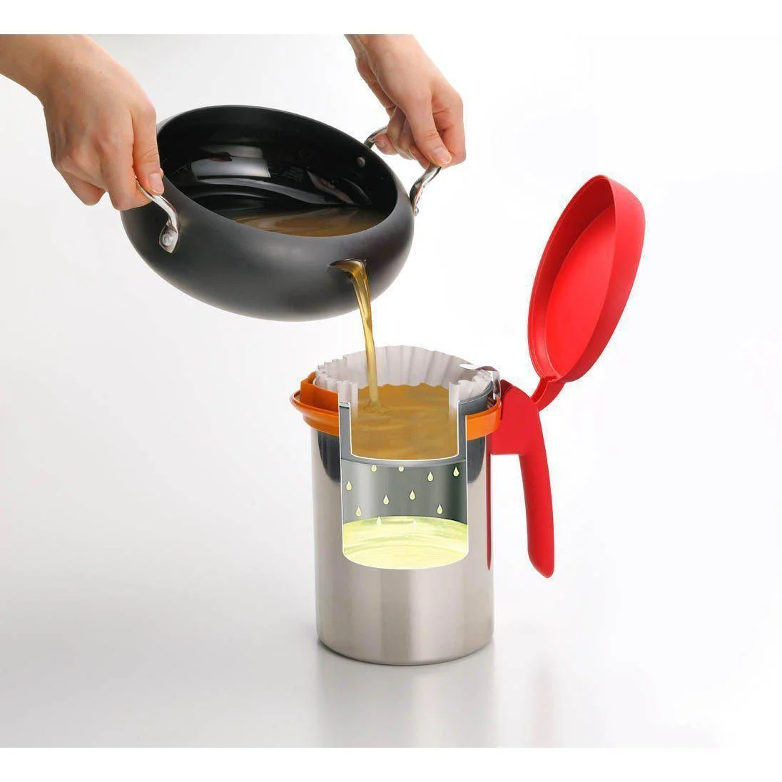 Uchicook Roka Pot Cooking Oil Filter Pot Red UCS1RD - Image 3