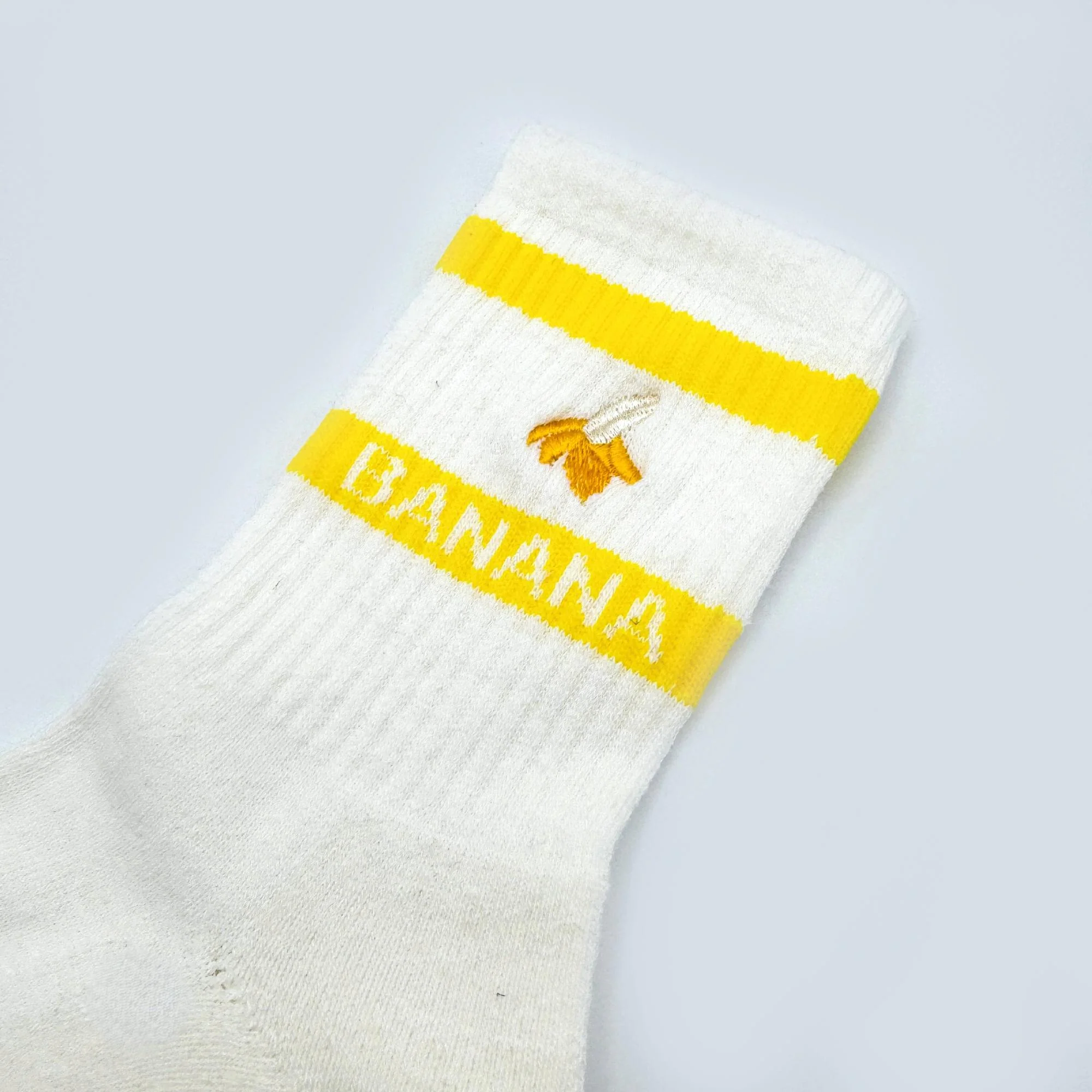 Banana Deodorizing & Sustainable White Crew Socks 25-28cm - Image 8