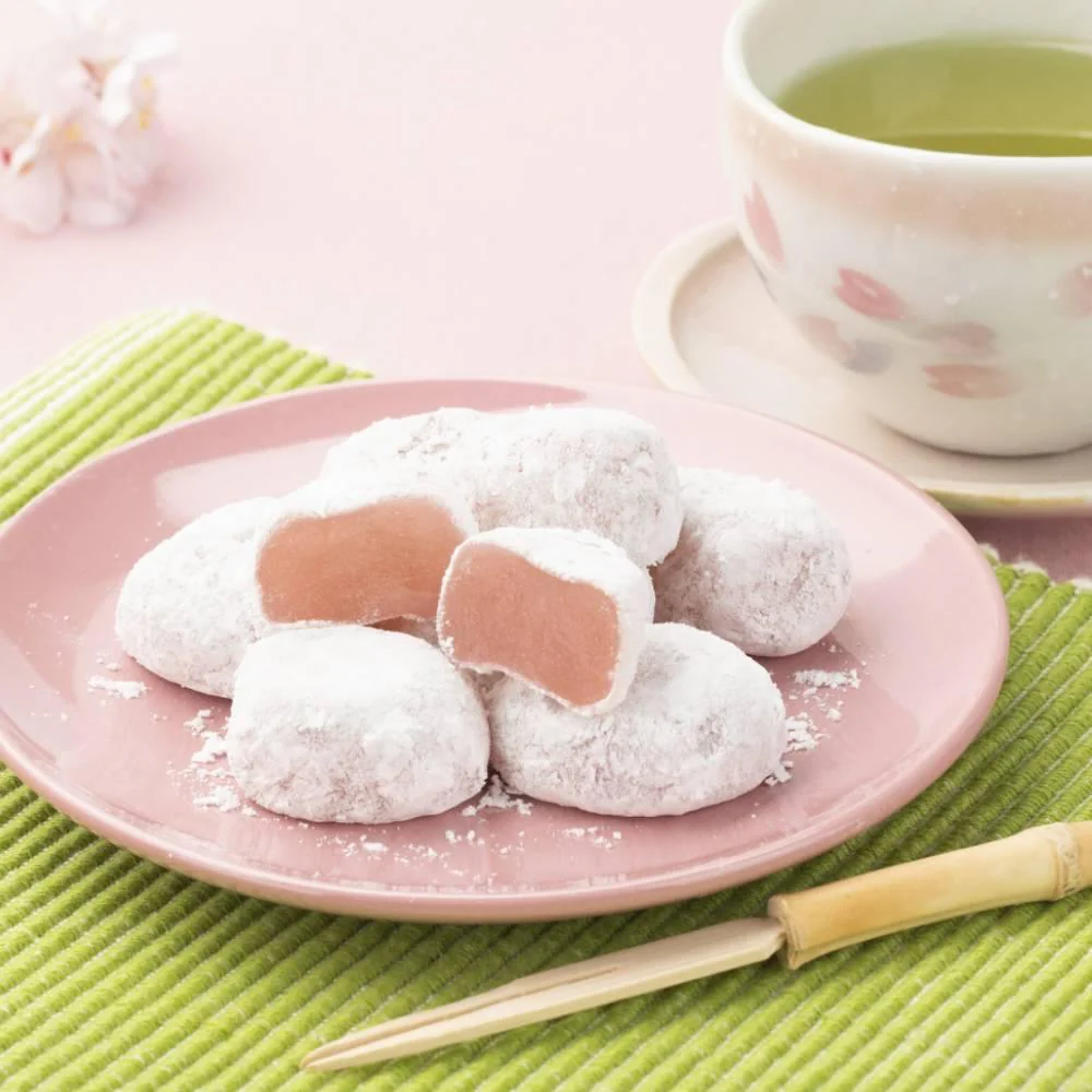 Bite Sized Mochi Snack Sakura Cherry Blossom Flavor 130g (Pack of 5) - Image 2
