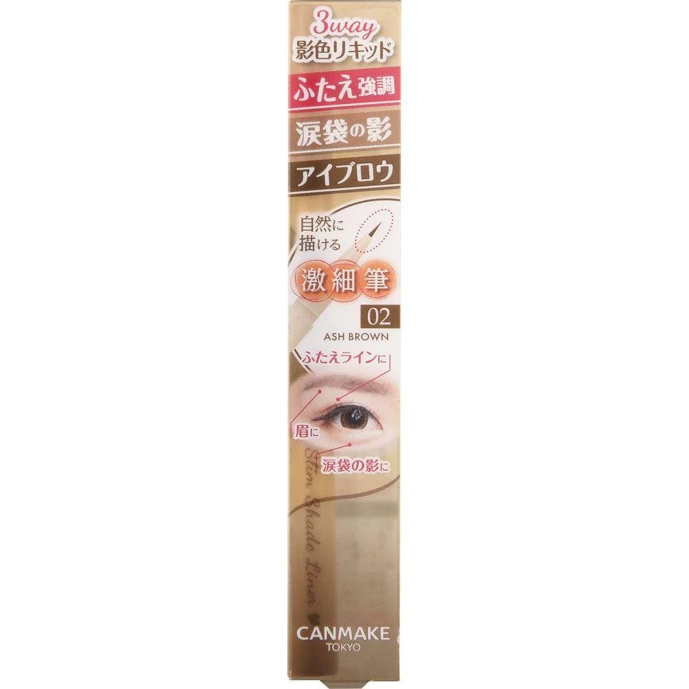 Canmake 3-way Slim Shade Liner Eyebrow Pencil 02 Ash Brown 0.72ml