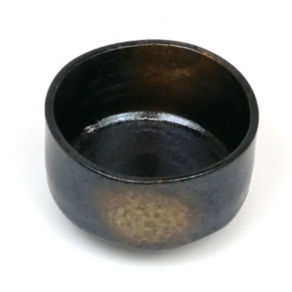 Chawan Handmade Mino Ware Black & Gold Japanese Matcha Bowl - Image 2