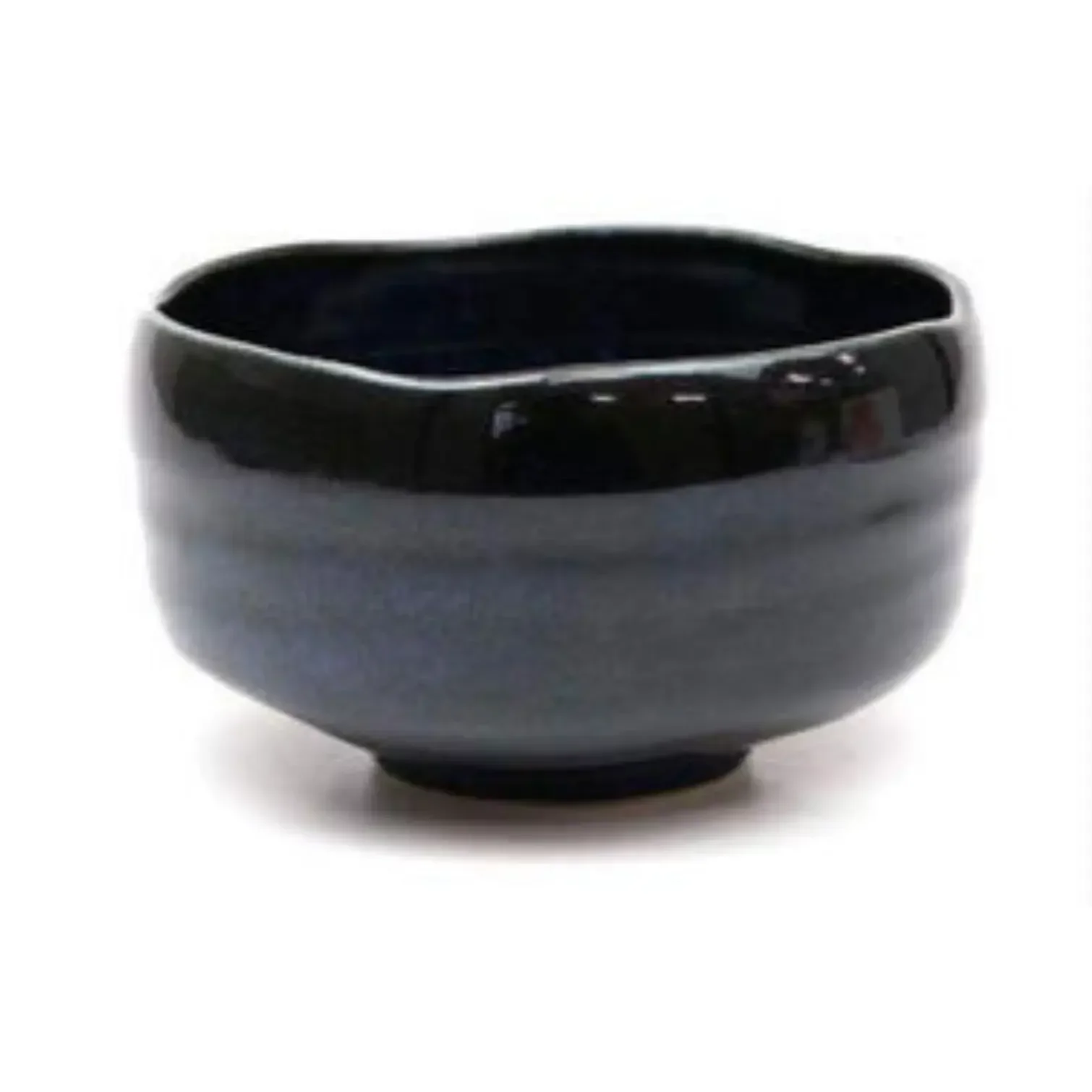 Chawan Handmade Mino Ware Black & Navy Japanese Matcha Bowl - Image 2