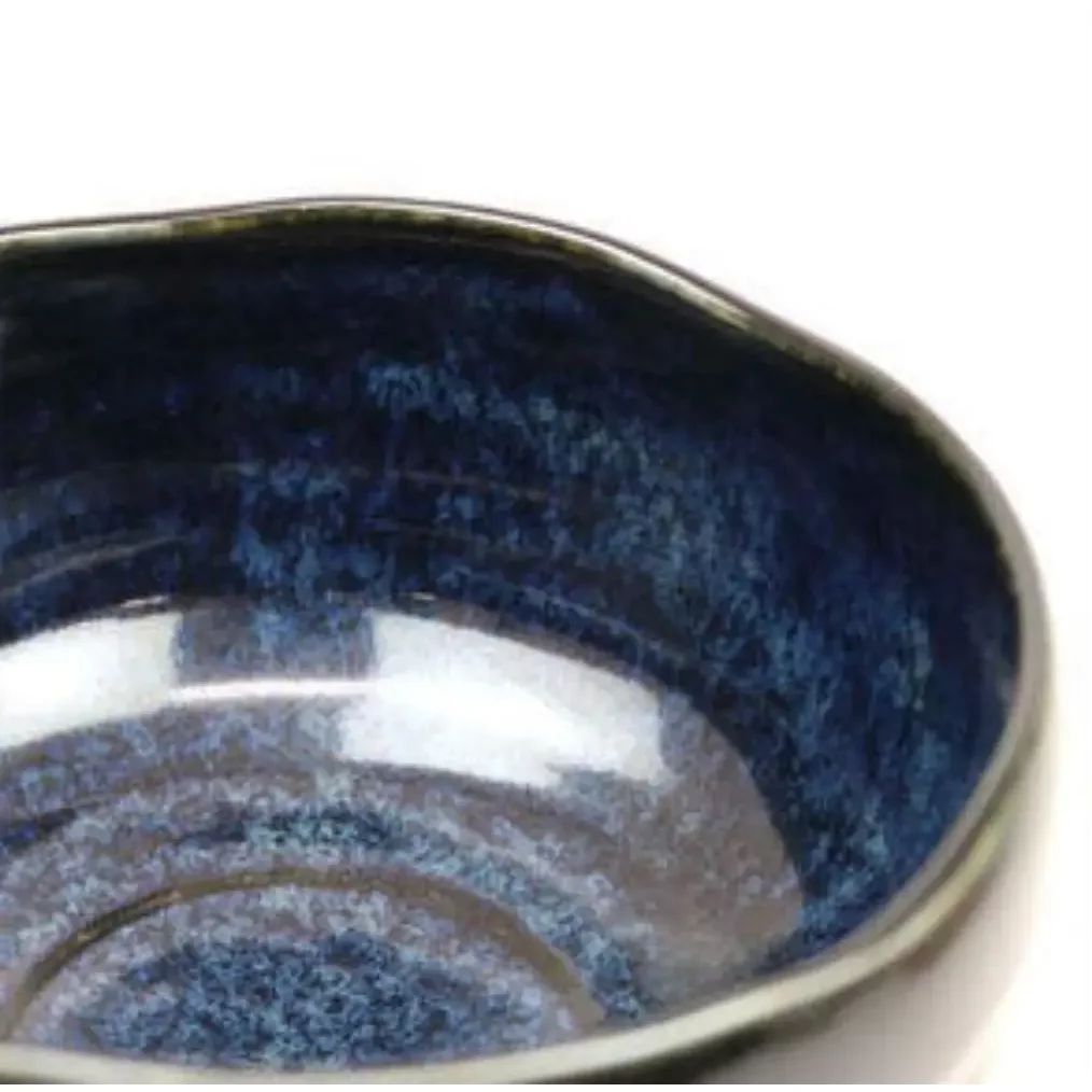 Chawan Handmade Mino Ware Black & Navy Japanese Matcha Bowl - Image 4