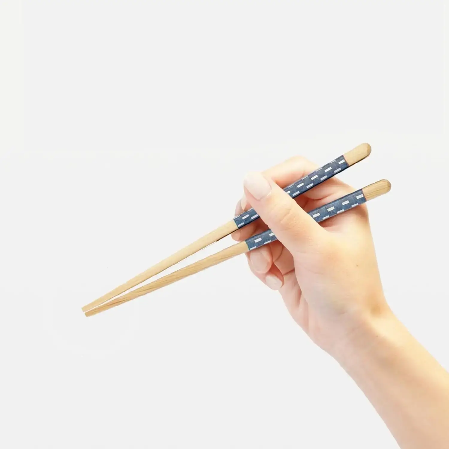 Children's Wooden Chopsticks Non-Slip Easy Grip Blue & White 18cm - Image 2