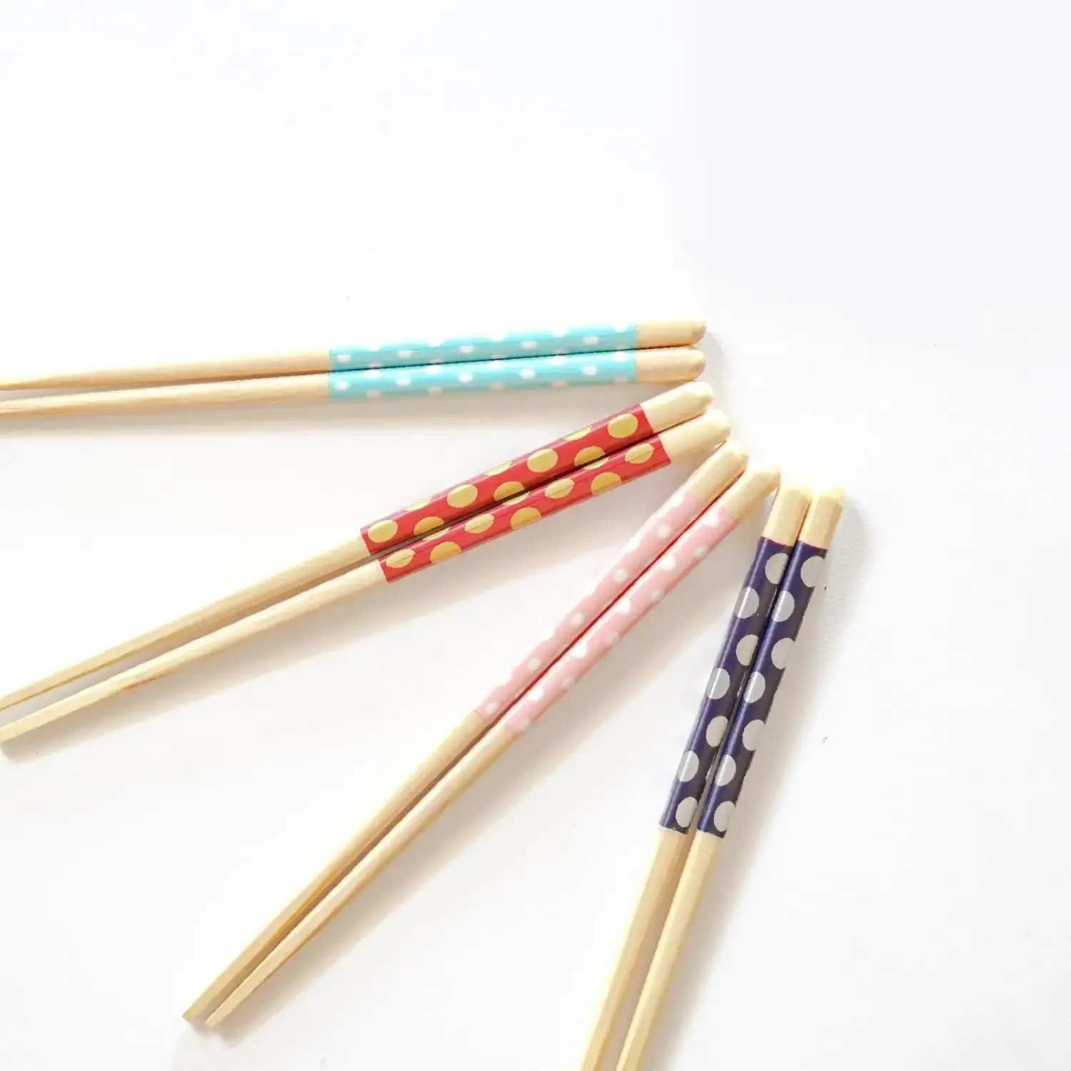 Children's Wooden Chopsticks Non-Slip Easy Grip Polka Dots Pink 18cm - Image 4