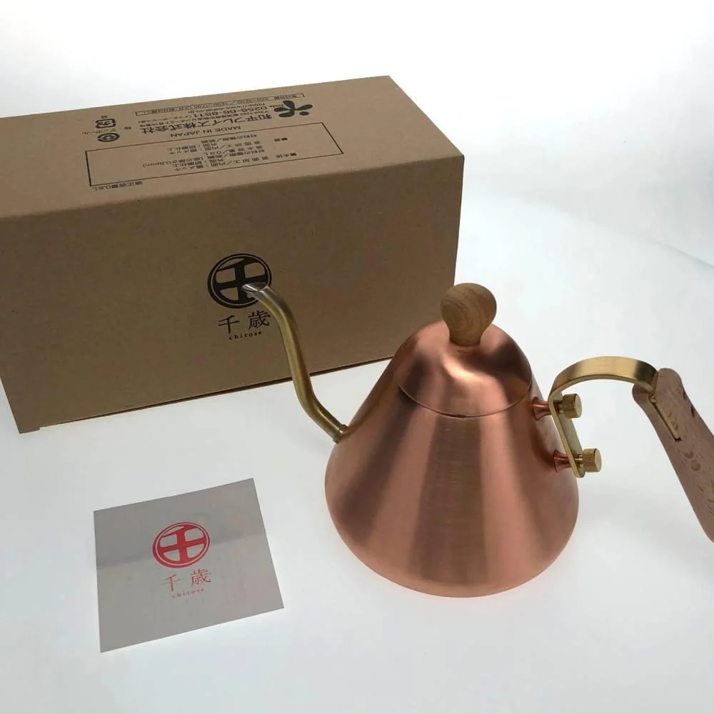 Chitose Copper Gooseneck Kettle With Wooden Handle 0.9L - Image 5