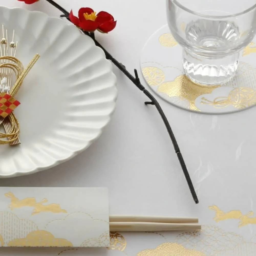 Chopsticks With Gold Foil Washi Paper Cover Rabbit Design 3 ct. - Image 3