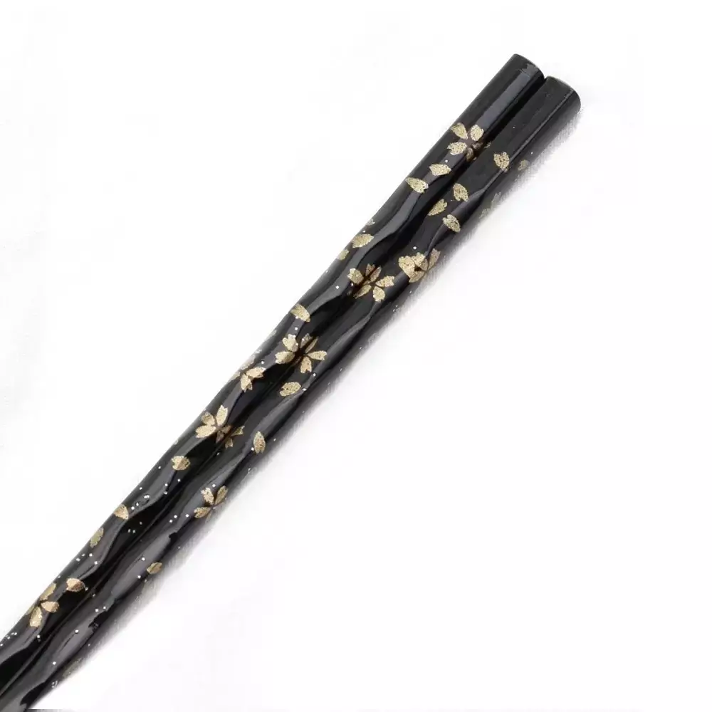 Elegant Chopsticks With Rest Gold Sakura & Black in Wood Gift Box - Image 3