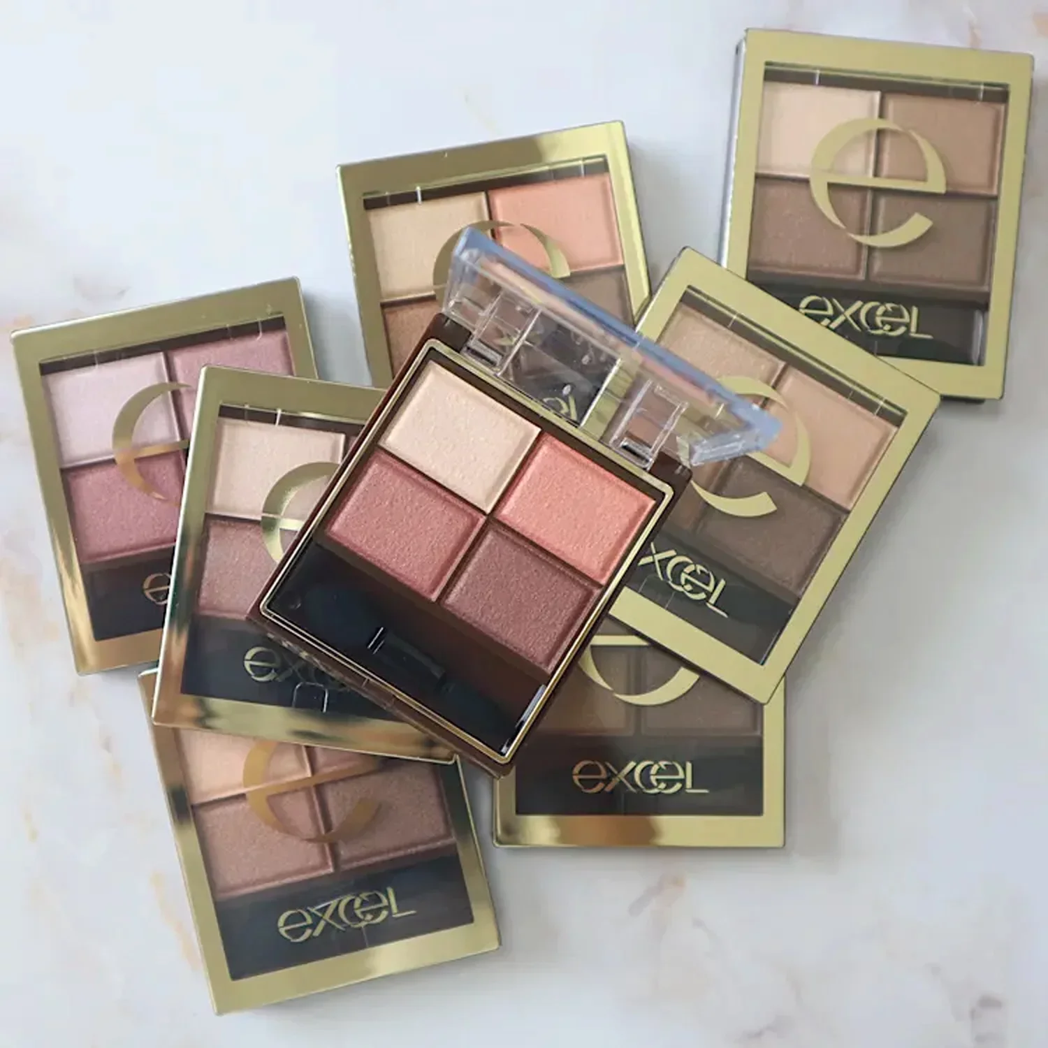 Excel Skinny Rich Shadow 4-Color Eyeshadow Quad Natural Brown Tones - Image 5