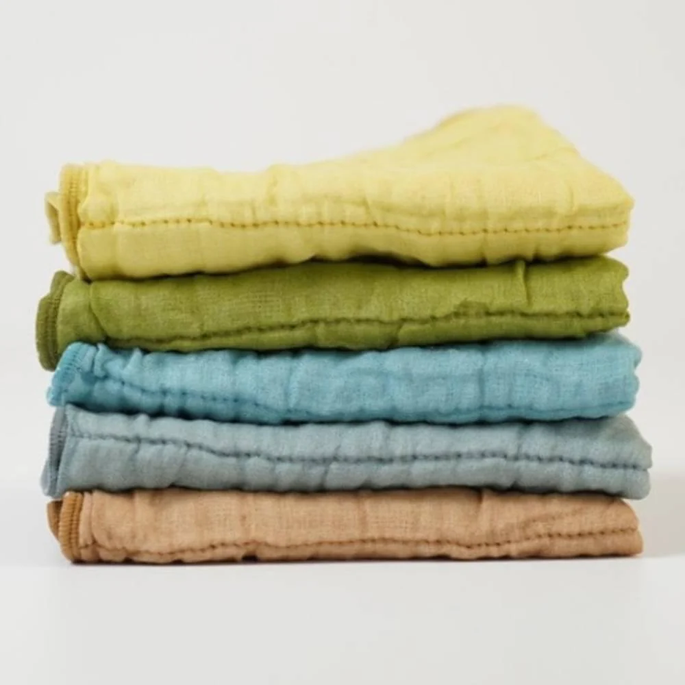 Five Layer Muslin Dish Cloth Olive Green Cotton Dish Towel For Gifting - Image 3
