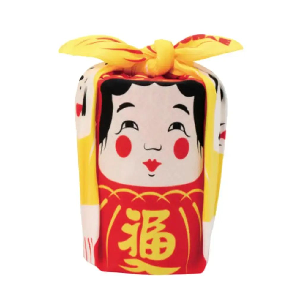 Furoshiki Four Daruma Dolls Red Yellow Cotton Wrapping Cloth 48cm - Image 2
