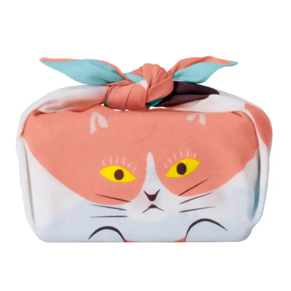 Furoshiki Modern Cute Cat Faces Design Small Cotton Wrapping Cloth 48cm - Image 2
