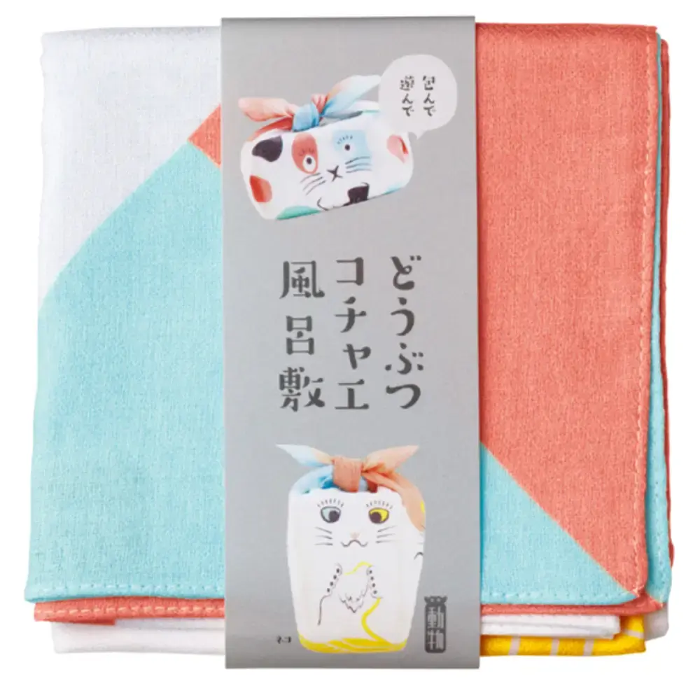 Furoshiki Modern Cute Cat Faces Design Small Cotton Wrapping Cloth 48cm - Image 5