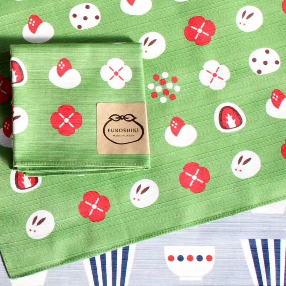 Furoshiki Wagashi Japanese Sweets Green Cotton Wrapping Cloth 50cm - Image 4