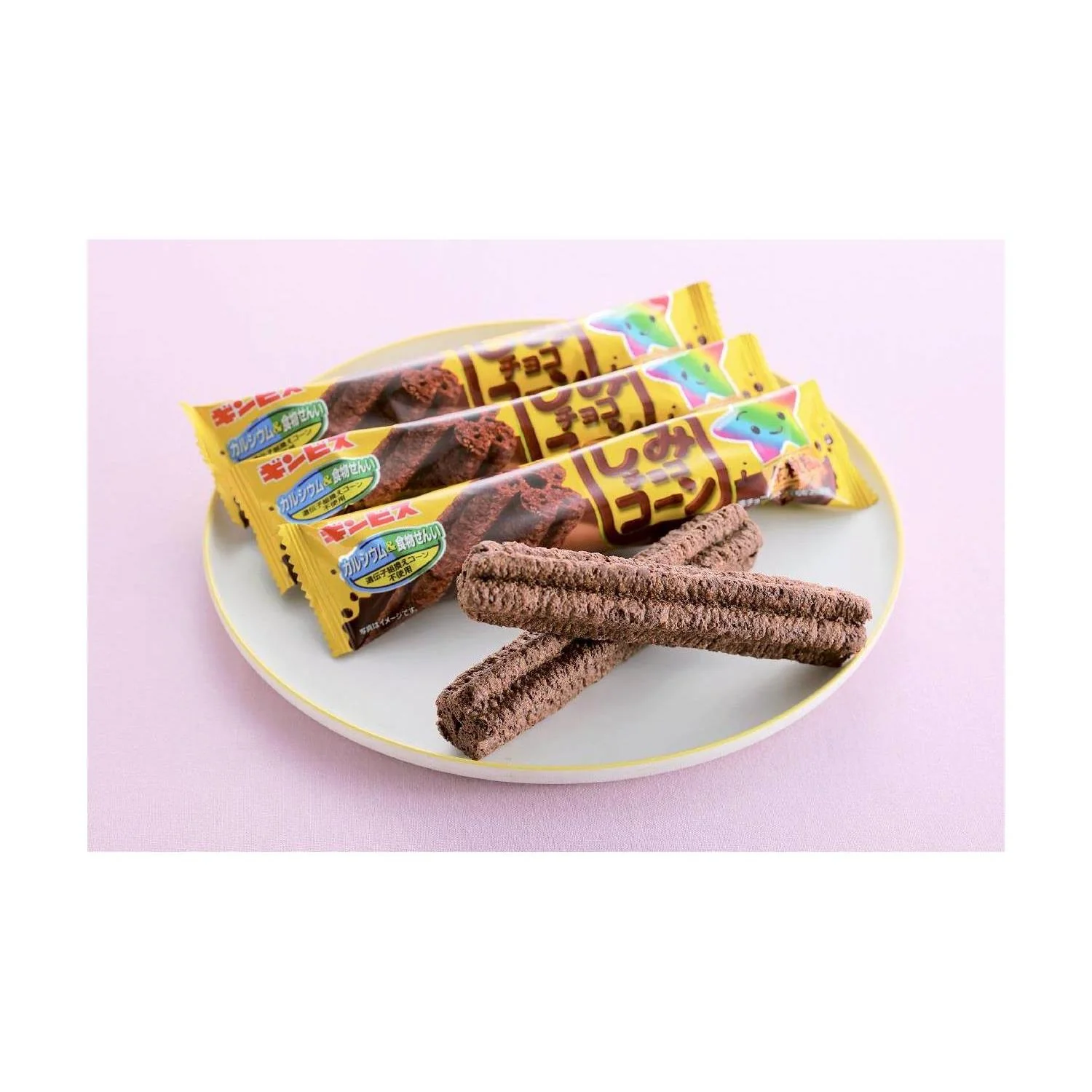 Ginbis Shimi Choco Stick Chocolate Covered Corn Puff Snack (Pack of 10) - Image 2