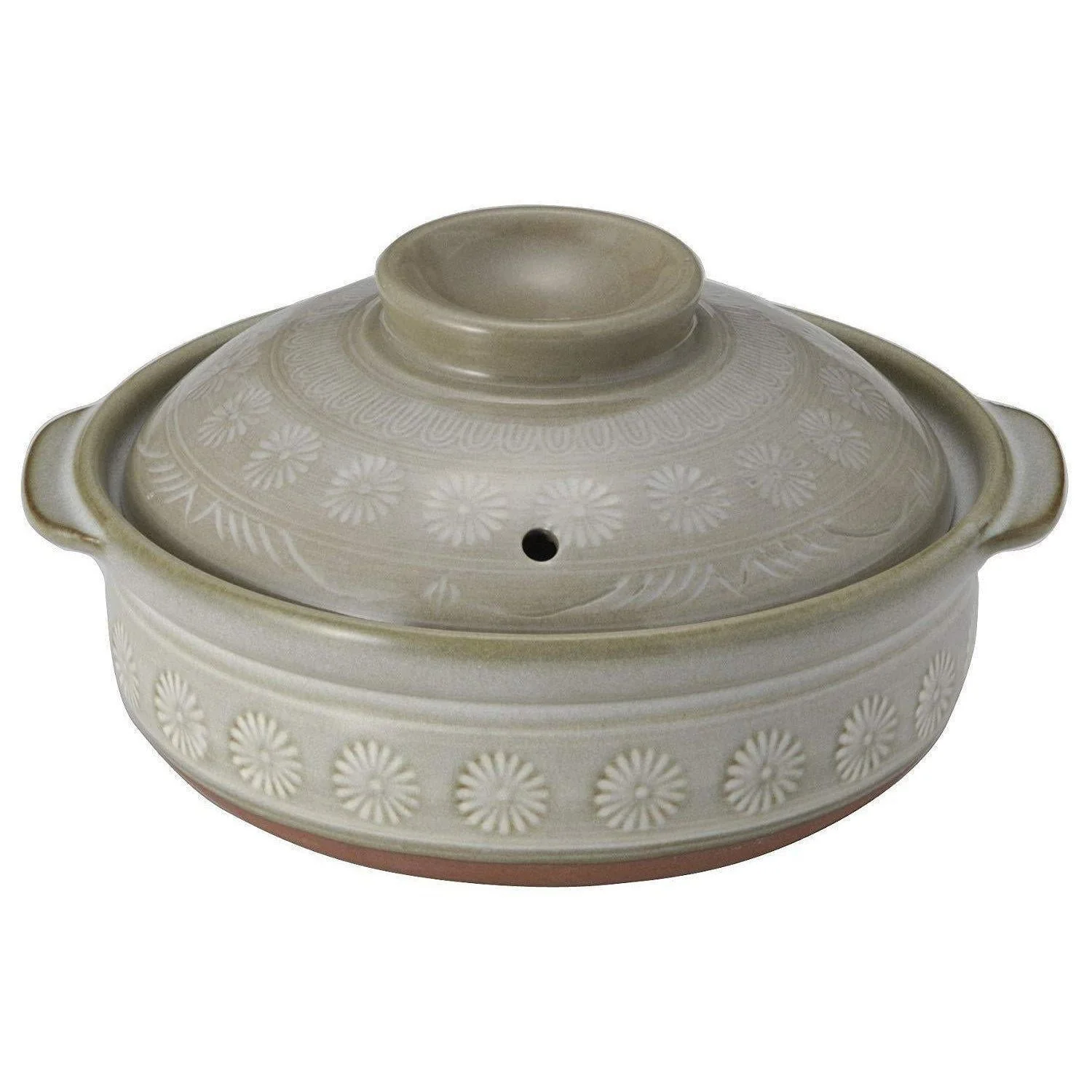 Ginpo Hanamishima Donabe Casserole Earthen Pot IH Compatible nÂș7