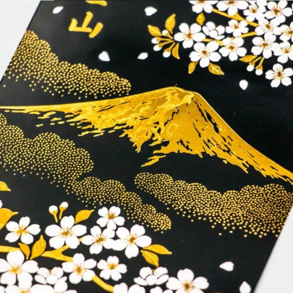 Gold Foil Stamped Postcard Mount Fuji In Spring Sakura Cherry Blossoms - Image 2