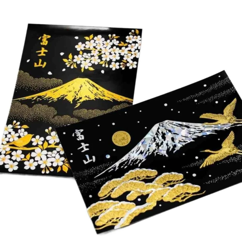 Gold Foil Stamped Postcard Snow Capped Mount Fuji In Winter - Image 3