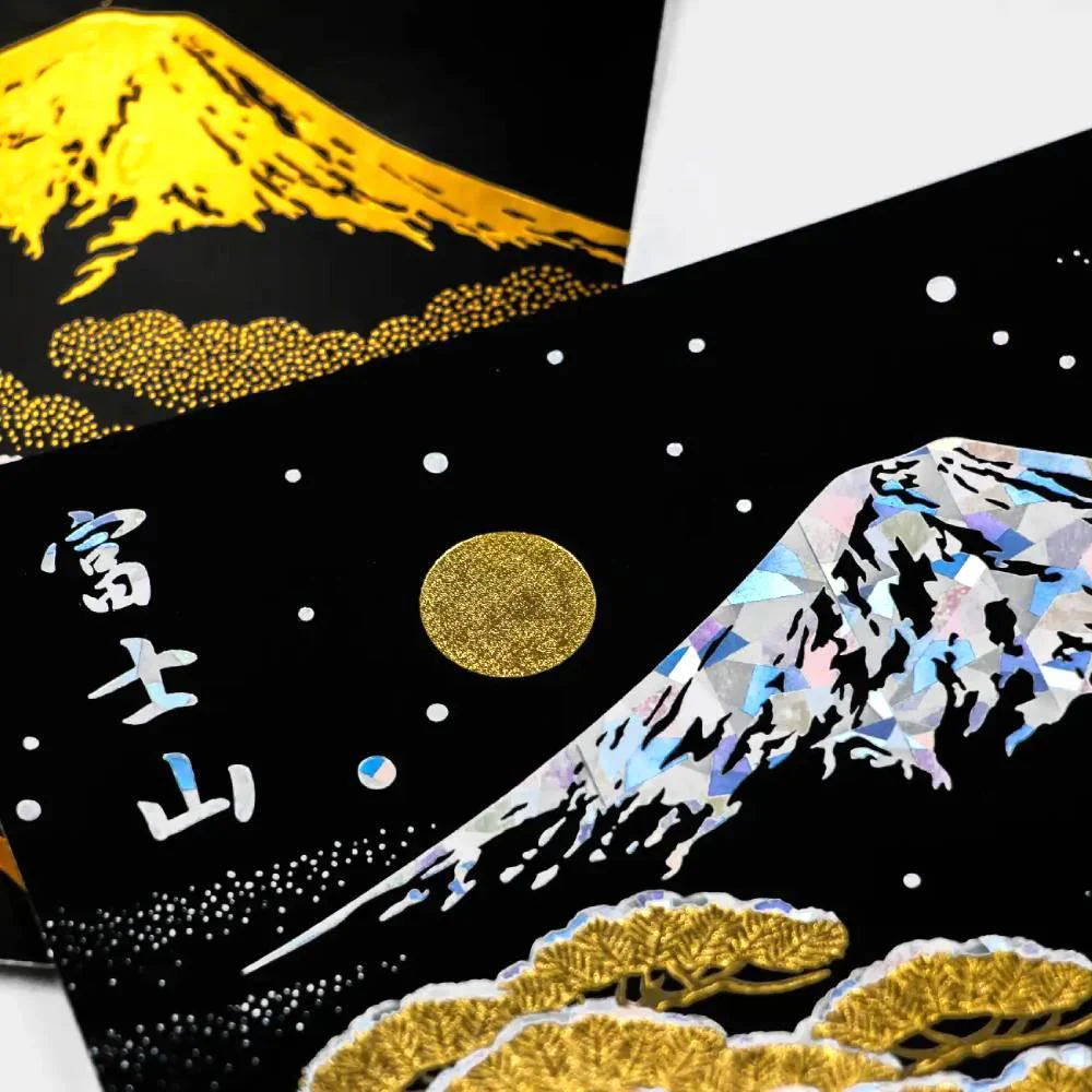 Gold Foil Stamped Postcard Snow Capped Mount Fuji In Winter - Image 5