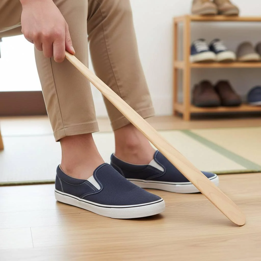 Handcrafted Long-Handled Hinoki Wood Shoe Horn 70cm - Image 2