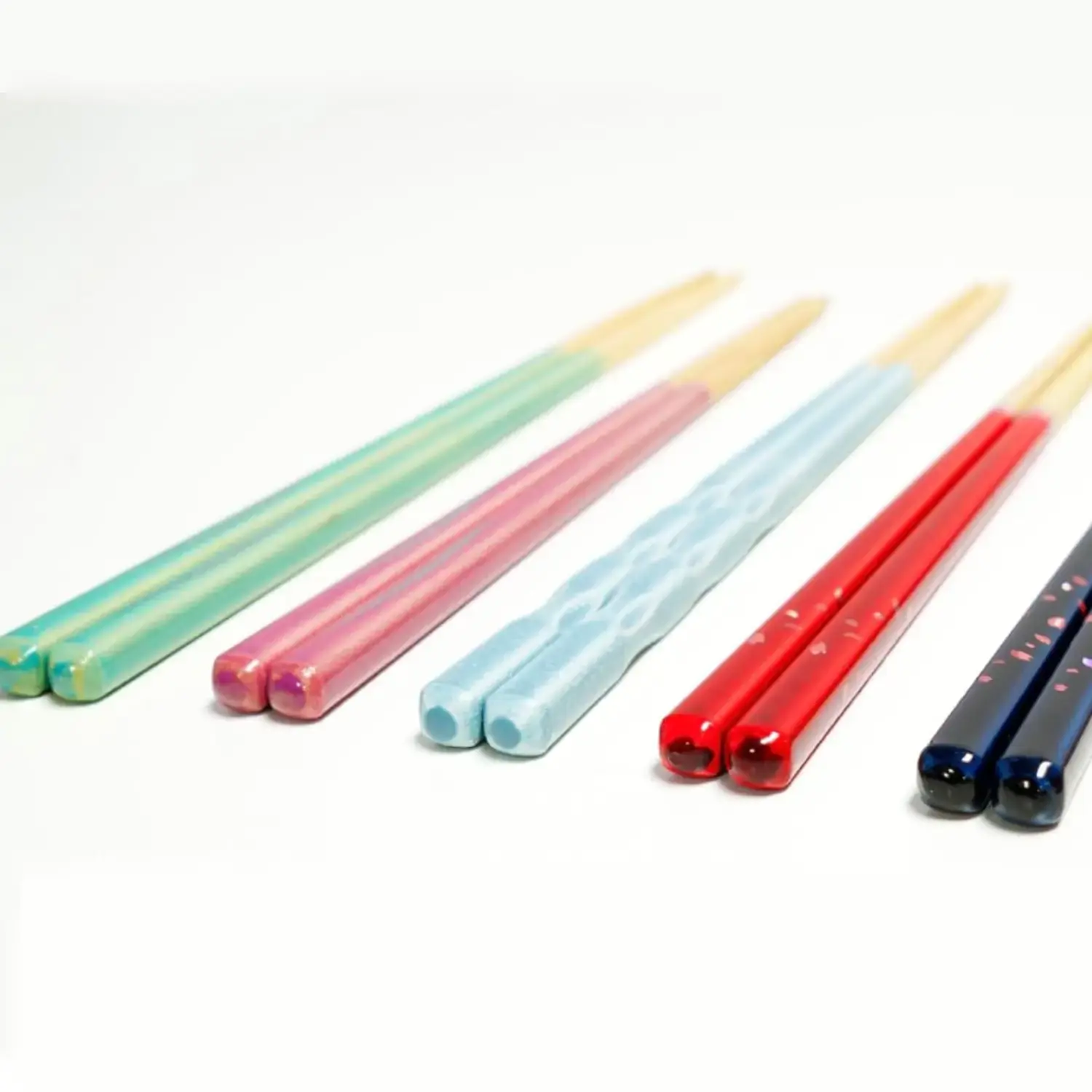 Handcrafted Wooden Chopsticks Non-Slip Dishwasher Safe Greenish Blue 23cm - Image 4