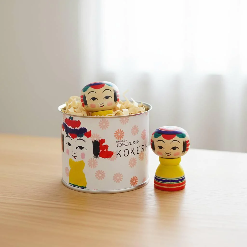 Handmade Kokeshi Doll Collectible Can Series Taisho Style - Image 2