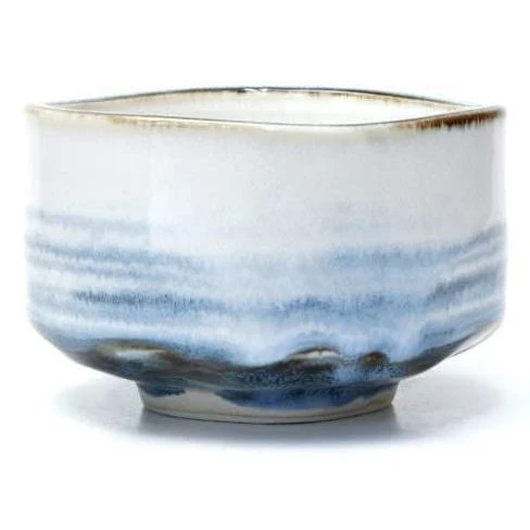 Handmade Mino Ware Chawan Matcha Cup Blue Haze Design Tea Bowl - Image 2