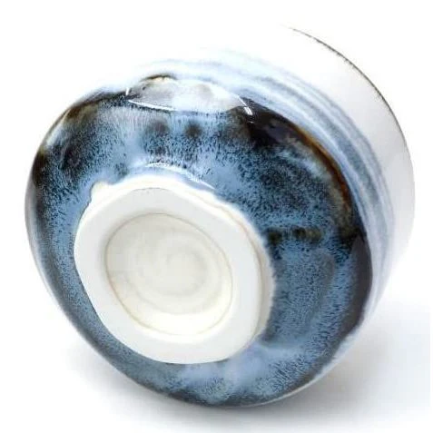 Handmade Mino Ware Chawan Matcha Cup Blue Haze Design Tea Bowl - Image 3