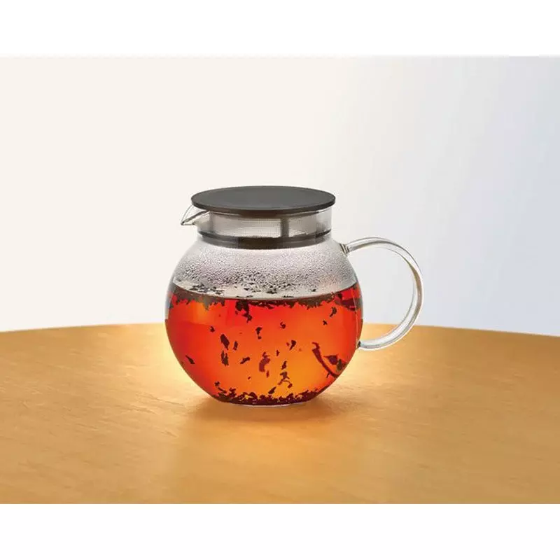 Hario Jumping Leaf Transparent Glass Teapot With Strainer Lid 600ml - Image 2