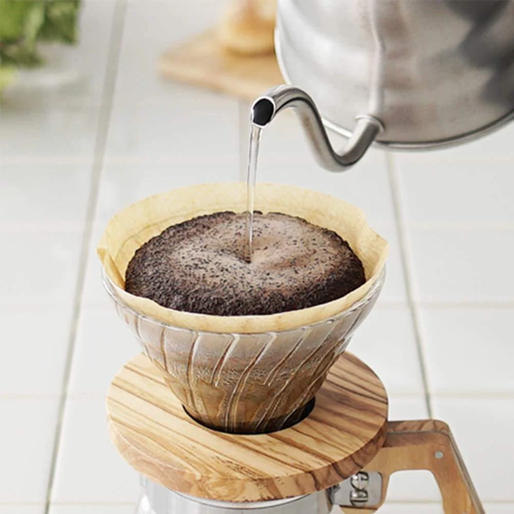 Hario V60 Glass Coffee Dripper with Olive Wood 1-2 Cups VDGR-01-OV - Image 4