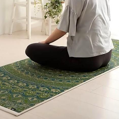 Ikehiko Igusa Rush Grass Tatami Yoga Mat Green Mandala Pattern 185cm - Image 2
