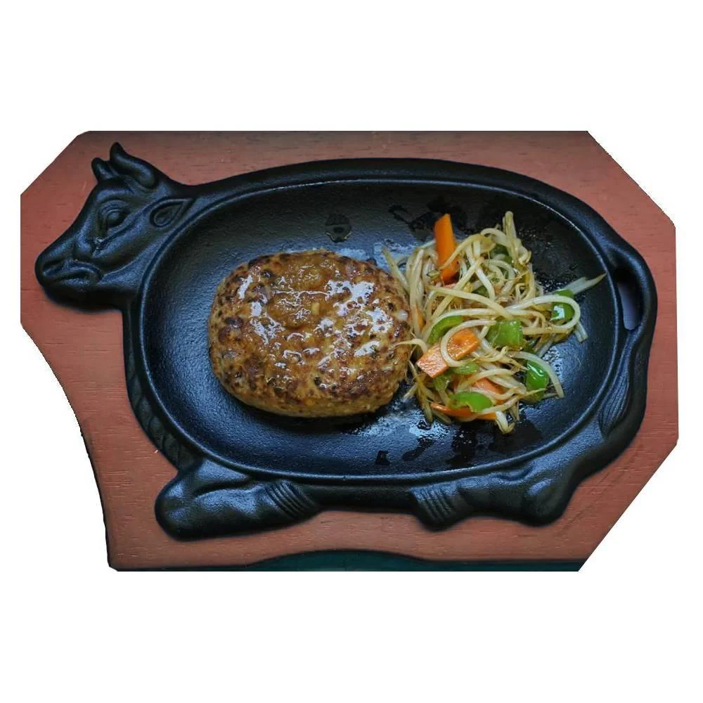 Cast Iron Steak Plate Cow-Shaped Sizzling Plate 21cm - Image 2