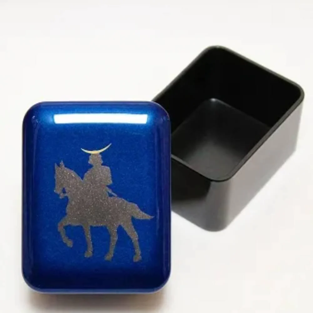 Indigo Blue Lacquered Small Case Samurai On Horseback Design - Image 3