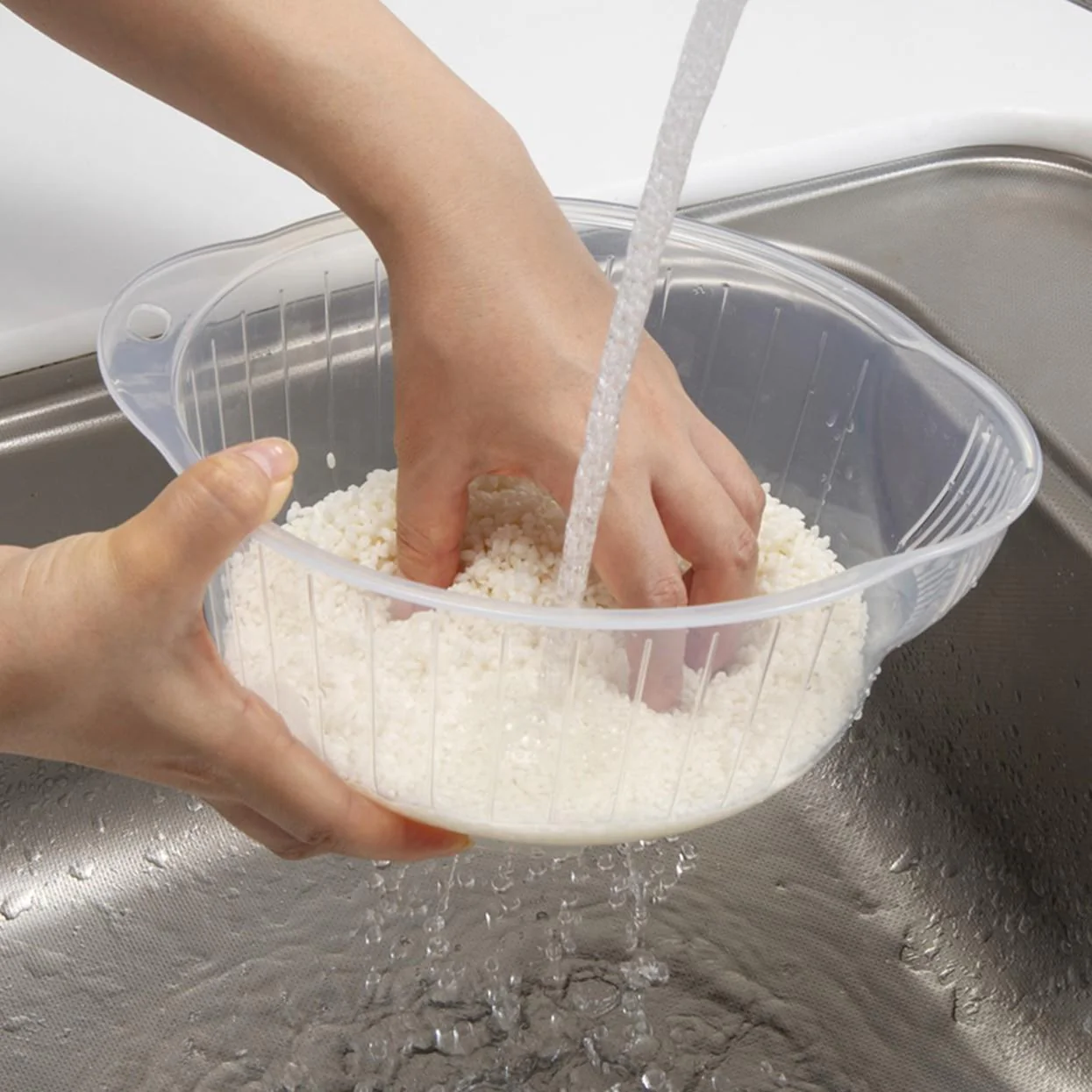 Inomata Japanese Rice Washing Bowl (Side and Bottom Drainage Holes) 23cm - Image 2